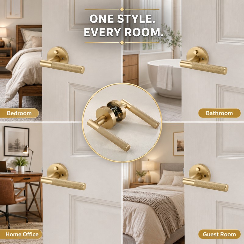 Knurled Privacy Door Handle for Bedroom & Bathroom