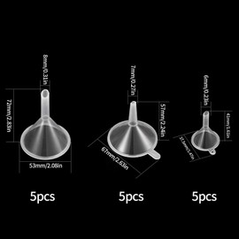 15 Pz Set di Imbuti, Piccolo Imbuto di Plastica, Mini Imbuto Cucina, Imbuto Trasparente da Viaggio per Olio Essenziale di Archiviazione di Bottiglie, Bottiglie da laboratorio, Spezie