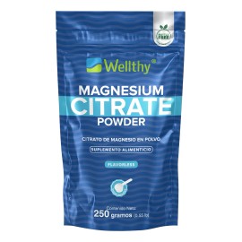 ⚡ Wellthy Citrato de Magnesio en Polvo 🦴💤 Energía, Huesos & Relajación | 250 g (25 porciones)
