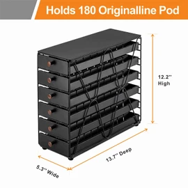 ZCDCP Coffee Pod Holder, 6 Tiers Coffee Pod Drawer for Nespresso Original Capsule Storage, 180 Capacity Pods Holder for Counter Organizer, Matte Black