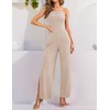 ZESICA Women's Strapless Jumpsuit Casual Off Shoulder High Waist Wide