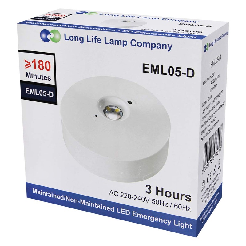 LED Round Emergency Light Ceiling Flush Mounted Maintained/Non Maintained EML05D