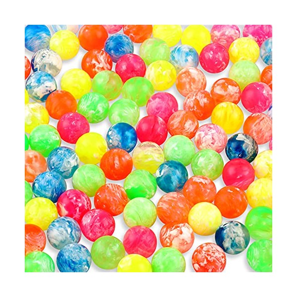 100 Pieces Small Bouncy Balls in Bulk Colorful Rubber High Bouncing Balls for Kids, 0.78 Inch/ 20 mm Neon Bouncing Balls for Birthday Gift, Game Prizes, Party Favors, Vending Machines