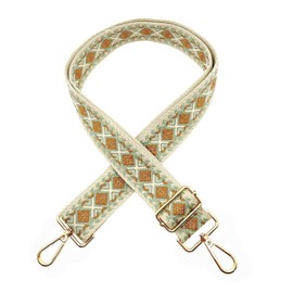 JZK Bohemian style brown-beige adjustable wide fabric bag strap with clips for handbag, shoulder bag strap, crossbody bag strap replacement