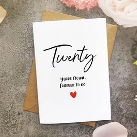 MAGJUCHE 20th Anniversary Card, Twenty Years Down Forever To Go, Romantic Valentines Day Wedding Card For Husband Wife