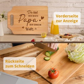 Dad Gift, Birthday Gifts for Dad - Wooden Chopping Board with Engraved Text, Dad Gifts Birthday from Daughter Son, Father's Day Gift for Dad, Best Dad in the World
