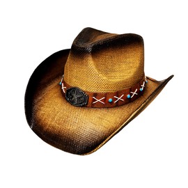 Western Cowboy Hat Features Wide Brim for Sun Protection Belt Buckle, Stylish Perfect for Outdoor Adventures & Casual Wear (US, Alpha, One Size, Brown)