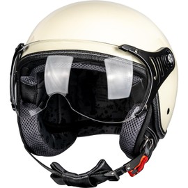 Yesmotor 3/4 Motorcycle Helmets Retro Open Face Vespa Scooters Helmet with Clear Visor for Men and Women- DOT Approved（White,M）