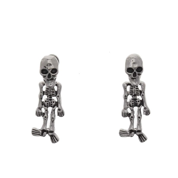 Zac's Alter Ego Alternative Cool Skull Stud Earrings with Dangling