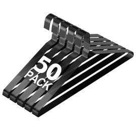 SPECILITE Wire Hangers 50 Pack, Metal Wire Clothes Hanger Bulk for Coats, Space Saving Metal Hangers Non Slip 16 Inch 12 Gauge Ultra Thin for Standard Size Suits, Shirts, Pants, Skirts-Black