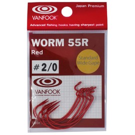 ヴァンフック(Vanfook) ワーム55 WORM-55R (オフセットフック) #2/0 レッド