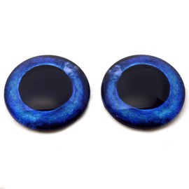 Swordfish Fish Glass Eyes for Jewelry Making, Art Dolls, Taxidermy, Sculptures - Eyeball Flatback Domed Circle Cabochons Dark Blue Mirrored (6mm)