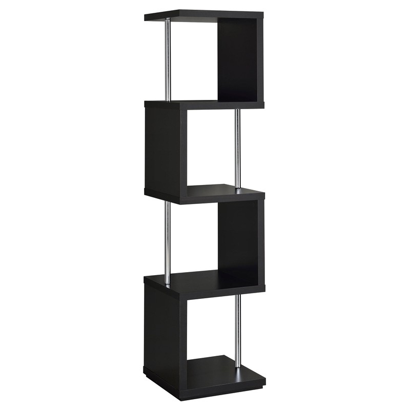 Coaster Home Furnishings Baxter 67-inch 4-Shelf Bookshelf Black and Chrome