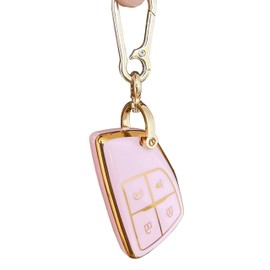 QIXIUBIA Pink for GMC Key Fob Cover with Keychain Fits for 2022-2025 Chevy Colorado Equinox Silverado GMC Canyon Sierra (4-Button-B)