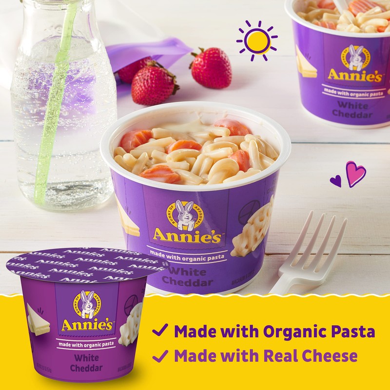 Annie's Organic White Cheddar Macaroni and Cheese, Microwavable Cup, 2.01