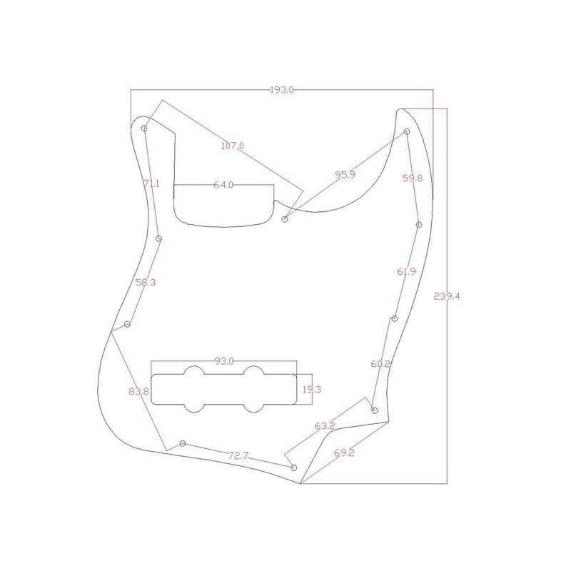 Kaish Jazz Jbajo Pickguard para USA/mexicano 4 cuerdas Fender Jazz