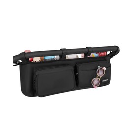 Double Stroller Organizer with 11 Compartment for Bob Duallie, Baby Jogger City Mini GT2, Double Jogging Stroller Caddy, Parent Console with 2 Insulated Pocket, Front & Back Pockets, Travel Essentials