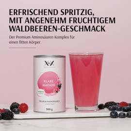 XbyX Clear Aminos Wild Berry EAA Powder | Premium Amino Acids Complex High Dose | Protein Dietary Supplement Muscle Building ¹ | Vegan & Lactose Free | Low Calorie & No Added Sugar | 300 g | 30