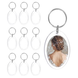 sourcing map 10 Pcs Photo Frame Keyring, Acrylic Picture Keychains Clear Photo Insert Keychain 1.3 x 2 Inch Oval Blank Photo Keychains for Photo Display Supplies, Transparent