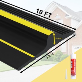 DGSL 10FT Universal Garage Door Bottom Threshold Seal Strip with 2 Adhesives, 2025 Upgrade 0.7'' in Height Weatherproof Rubber DIY Weather Stripping Replacement for Garage Door