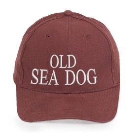 4sold 100% Cotton Ancient Mariner, Captain Cabin Boy Crew First Mate Yachting Baseballmütze Inschrift Schriftzug Schwarz Weiß rotbraun und weiß (Old SEA Dog)