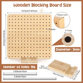 Aeelike Granny Square Spanner with 24 Stainless Steel Rod Pins, Handcrafted Wooden Blocking Board Crochet, Locking Board for Granny Square with 1 Stand, Super Stable Locking Board, Crochet Wood