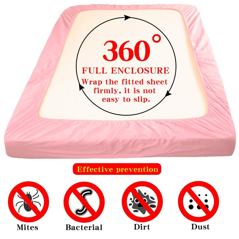 Bedding Twin Fitted Sheet, Bottom Sheet with Deep Pocket -