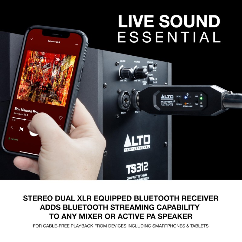 ALTO Bluetooth Ultimate XLR Equipped Rechargeable Stereo Bluetooth Receiver for