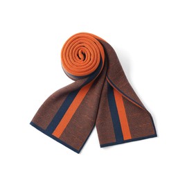 WANYING Autumn Winter 6% Wool Men's Scarf Knitted Scarf Wool Scarf for Men Fashion Chic Casual Business - Slim Striped Dark Blue & Orange, J11 Slim Striped Dark Blue & Orange, 180 × 30 cm