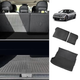 BestEvMod for EV6 Cargo Liner All Weather Trunk & Second Row Seats Back Cover XPE Material Waterproof Cargo Mat Compatible with 2022-2024 Kia EV6 Accessories (Trunk Mat+Seats Back Cover)