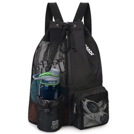 WANDF Swim Bag Mesh Drawstring Backpack with Wet Pocket for Swimming, Gym, and Workout Gear