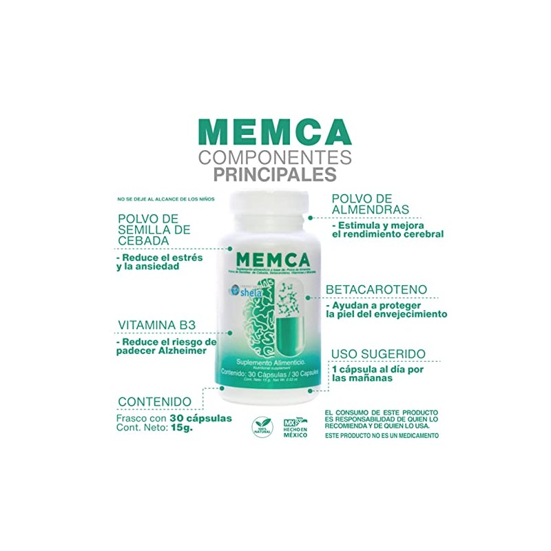 Memca 30 Cap | Lab. Shela | Desempeño mental, mejora