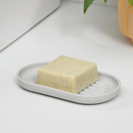 ReBorn Recycled Soap Dish - Bathroom Tidy Soap Tray - With Deep Air-flow Ridges to Help Dry Soap Quickly - Easy to Clean - Made in Britain from Recycled Materials (Stone, Soap Dish)