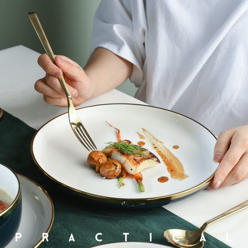 Pokini Porcelain Dinnerware Sets, 12 Piece Luxury China Plates and