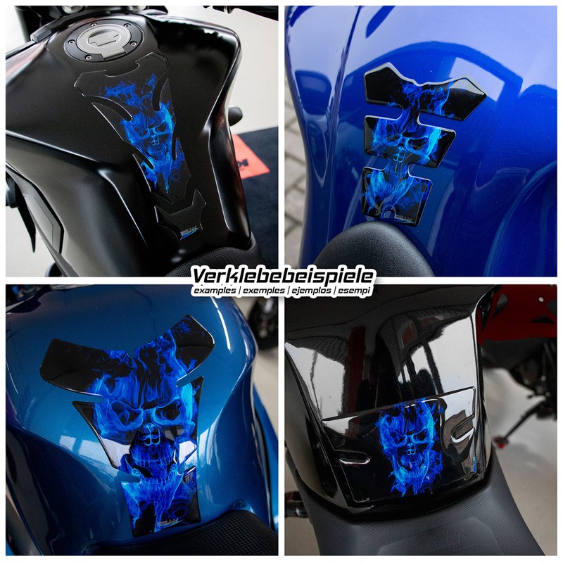 BIKE-label 3D Tank Pad Motorcycle Sticker Tank Protector Blue Compatible