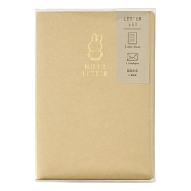 Le-MY12BE Maruay Miffy Letter Set with Case, Beige, 8 Stationery, 4 Envelopes, 4 Stickers