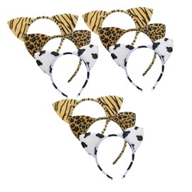 Gatuida 9pcs Leopard Print Cat Ear Headbands Plush Fuzzy Animal Ears Set for Party Cosplay Spa Daily Wear Comfortable Soft Accessories Gift Packaging