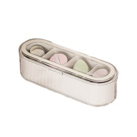 Makeup Brush Holder Organizer Clear Acrylic Makeup Sponges Organizer,Cosmetic Storage Case with Lid Display Case for Vanity (Sponges Organizer)