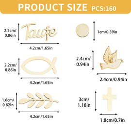 Pack of 160 Christening Confetti Wooden Communion, Wooden Confetti Communion Decoration Girls Boys, Confetti Decoration Communion Confetti Table Decoration Christening Table Decoration Wood for