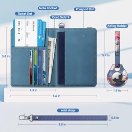 Fintie Passport Holder with Airtag Holder, Slim Travel Wallet RFID Blocking Passport Cover Protector Essentials with Credit Card Slots for Women/Men, Blooming Hibiscus