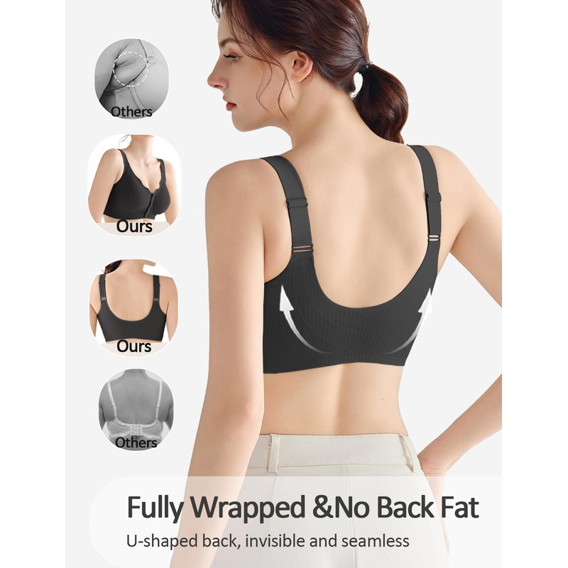OXYIBRAS Front Closure Wireless Bras for Women Comfortable Support Padded