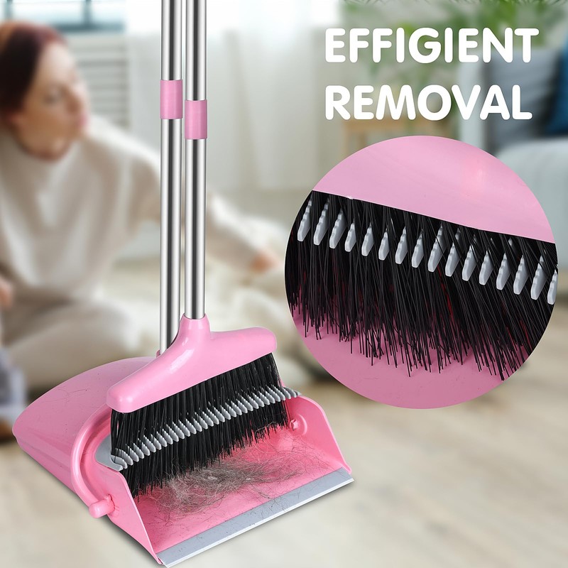 Pink Broom and Dustpan Set, Broom with Dustpan Combo Set