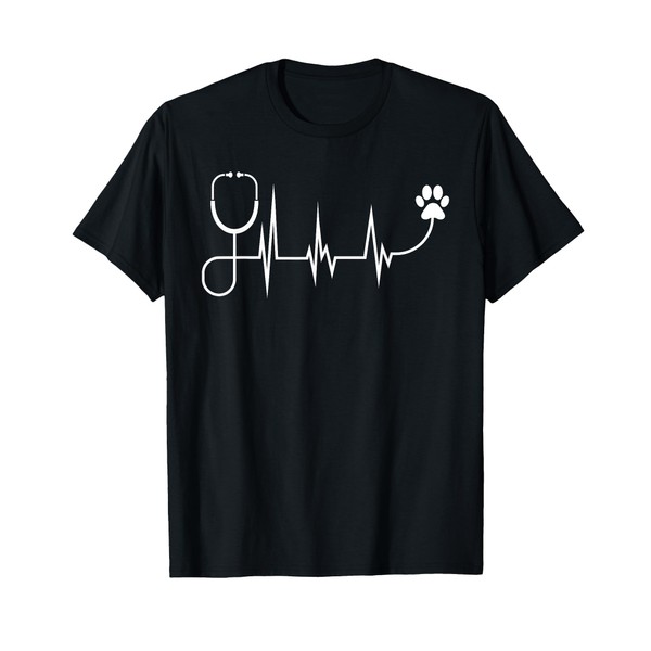 Cool Veterinarian Heartbeat | Funny Veterinary Worker Gift T-Shirt