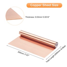 Uxcell 2000mm x 200mm x 0.03mm 99.9% Pure Copper Sheet Roll - Copper Flashing Metal Foil Plate for Electricity DIY Projects
