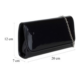 Girly Handbags Plain Shiny Clutch Bag, black
