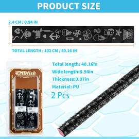 MBFISH Racket Overgrips 2 Pack, Super Value Set with 2 Pack PU Lengthen Grip Tape Non-Slip Absorb Sweat for Tennis Racket, Badminton Racket, Golf Pole and Fishing Rod (Pirate Silver)