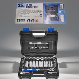 3/8 in. Drive SAE and Metric High Visibility Socket Set, 35-Piece Compatible with Quinn