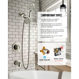 EMBATHER Tub and Shower Faucet Set, Dual Shower Head with Bathtub Faucet Set, Single-handle Control Shower Valve and Trim Kit, Brushed Nickel