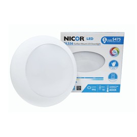 NICOR Lighting 5/6-Inch Dimmable 900-Lumen 4000K LED Surface Mount Retrofit Kit, White Trim (DLS56-3009-120-4K-WH)