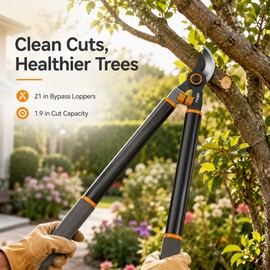 21" Bypass Loppers for Tree Trimming – Heavy-Duty Branch Cutter with SK5 Steel Blade for Garden Pruning